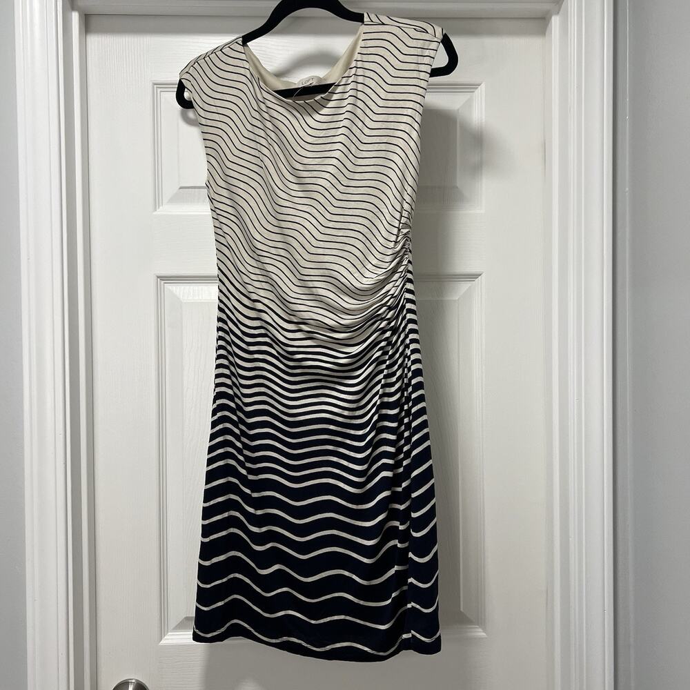 Ann Taylor loft striped blue white lined Sleeveless XS dress